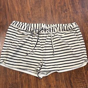 J. Crew Black & Cream Striped Drawstring Athletic Shorts